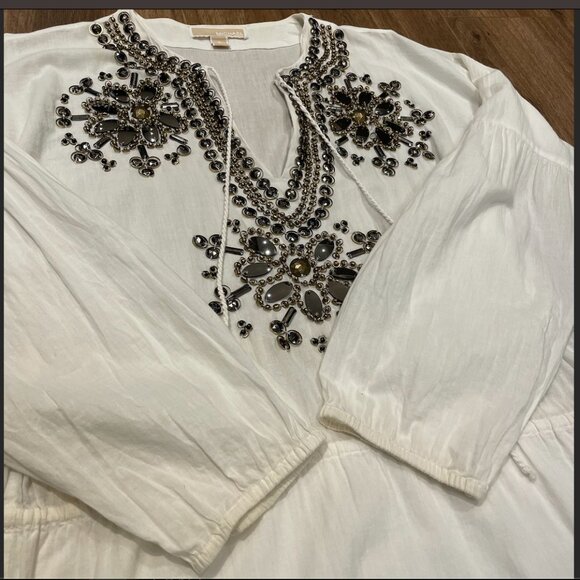 Michael Kors Beaded White Tunic Dress, size S/M, 100% cotton - Picture 4 of 7